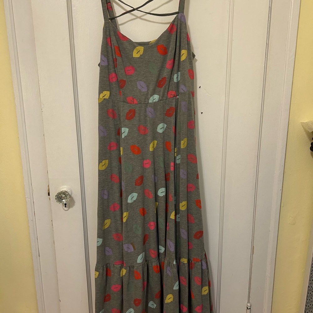 Torrid Multicolor Lip Print Maxi Dress